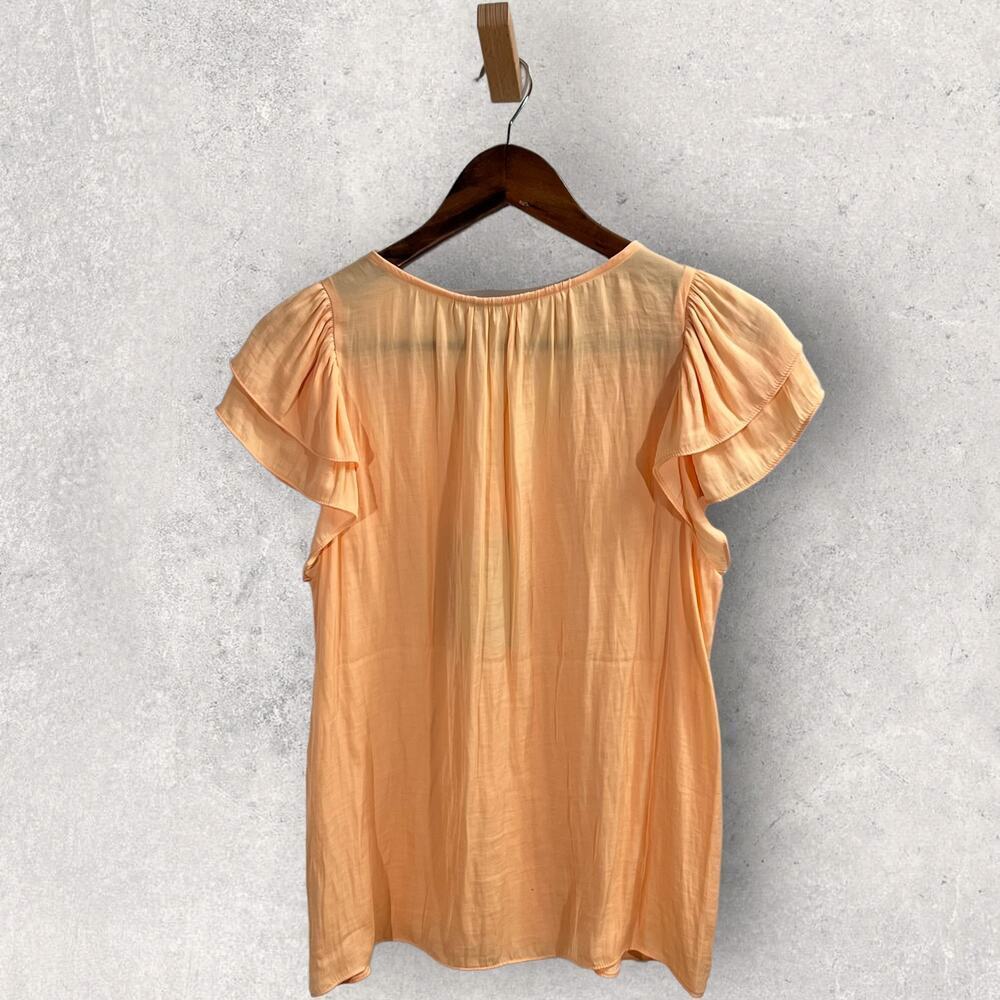Joie Button Front Flutter Sleeve Blouse Peach Siz… - image 4